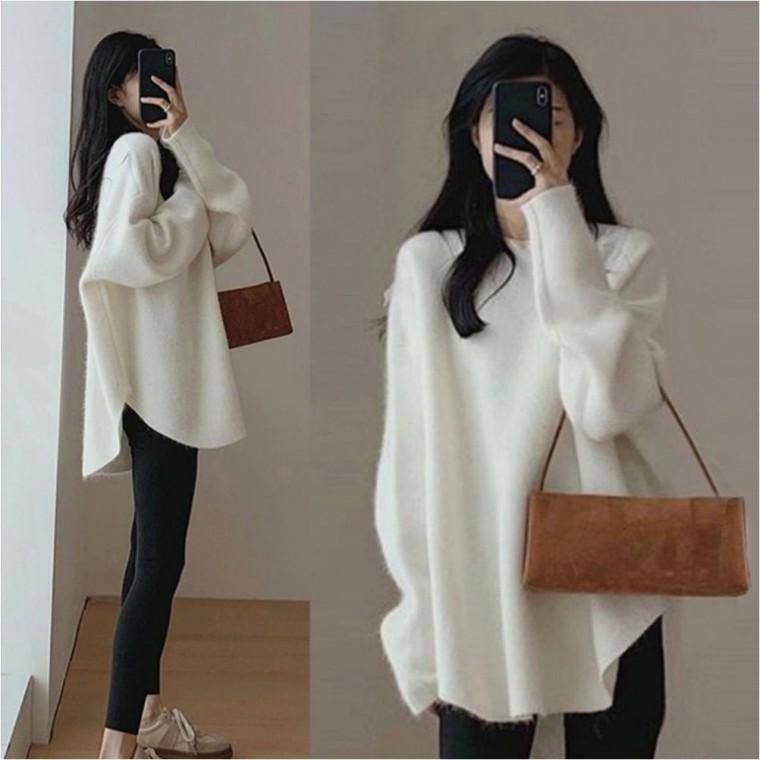 루즈핏 롱니트 라운드넥 스웨터 겨울 4컬러 여자 포근한