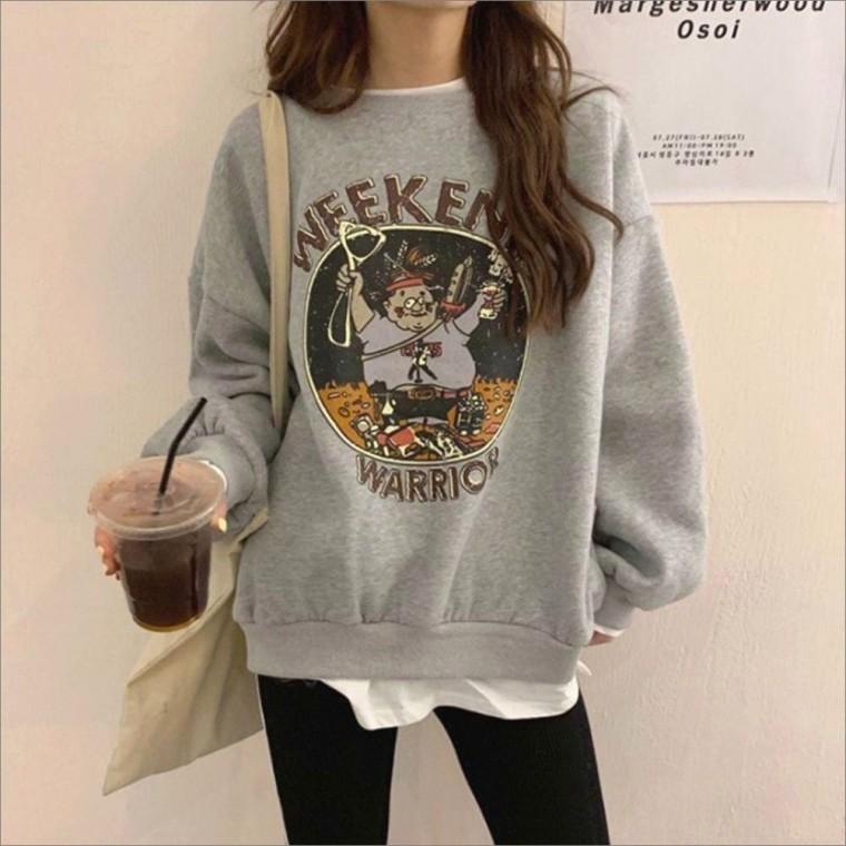 스타일 밑단 여자 티셔츠 기모안감 겨울 레이어드 맨투맨