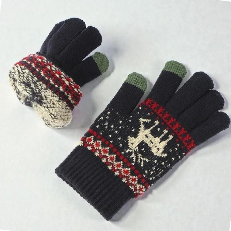 (네이비) 사슴 터치장갑 니트장갑 방한 겨울 보온