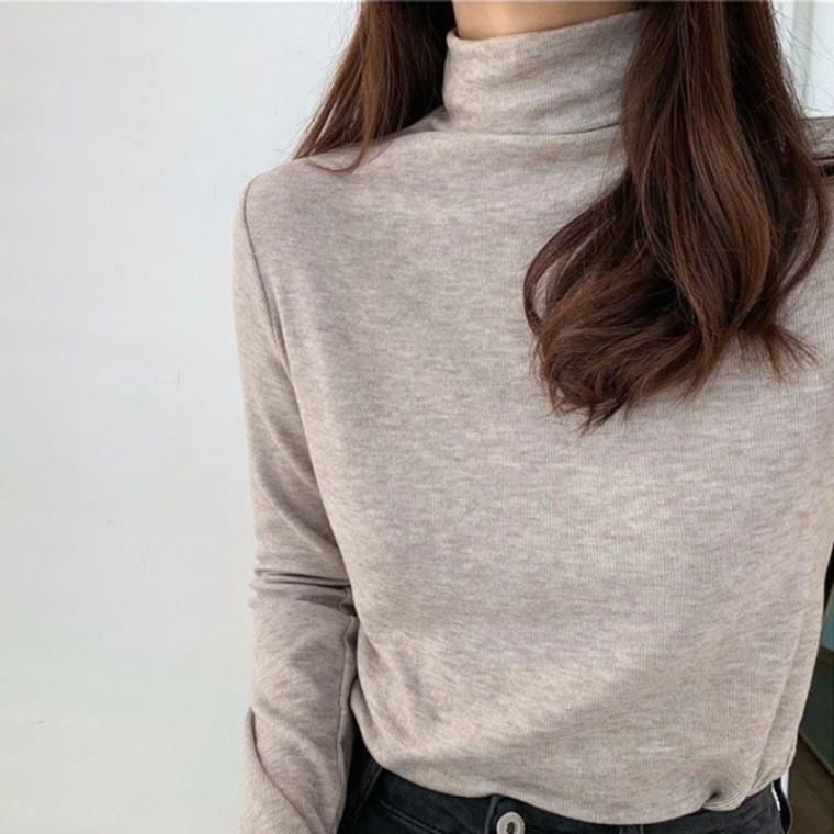 여자 포근한 안감 이너 기모 3컬러 목폴라 티셔츠 겨울