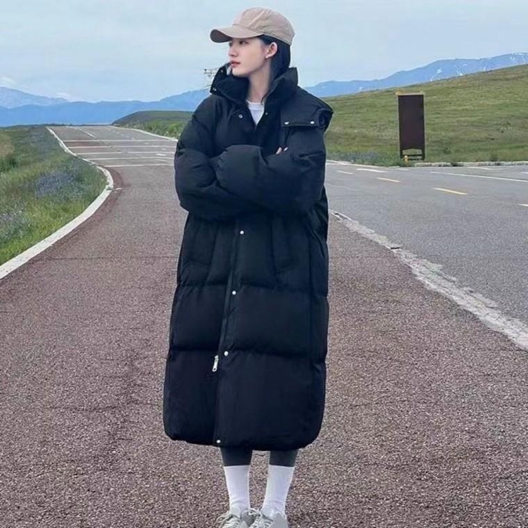 겨울 여자 점퍼 후드 하이넥 롱패딩 아우터 하이넥