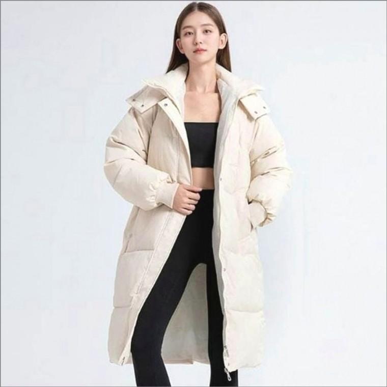 방한 하이넥 시보리소매 후드롱패딩 겨울 여자 아우터