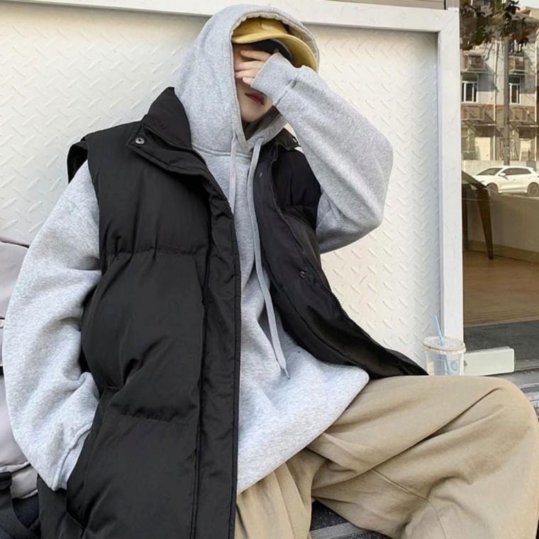 패딩 겨울 조끼 레이어드 쪼끼 남자 교복 오버핏