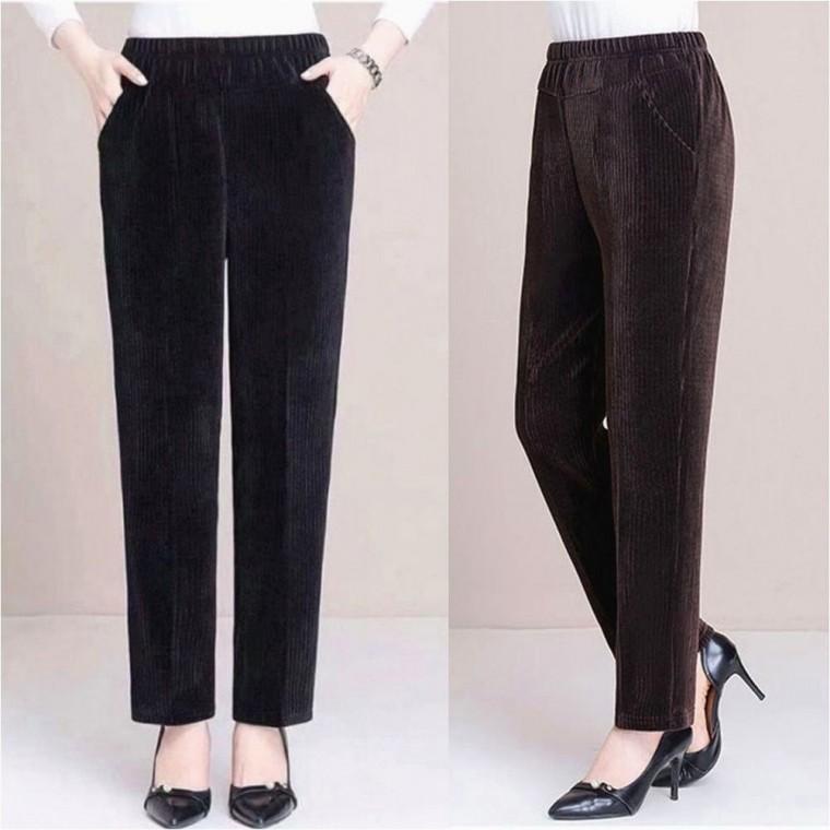 코듀로이 스판 여자 슬랙스 골덴 기모바지 겨울 허리밴딩