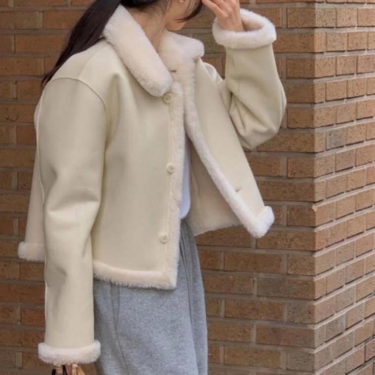 여성 여자 겨울 리버시블 양모 양면 레더 점퍼 자켓 2color