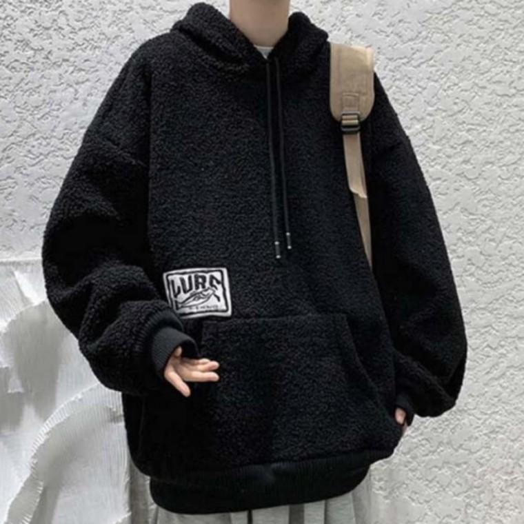 남자 남성 캐주얼 루즈핏 겨울 뽀글이 후드티 긴팔 티 셔츠 1P