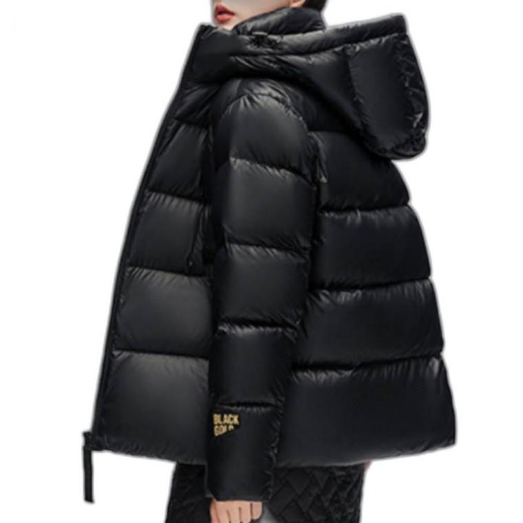 여성 여자 겨울 방한 시크한 블랙 골드 숏패딩 아웃도어 점퍼