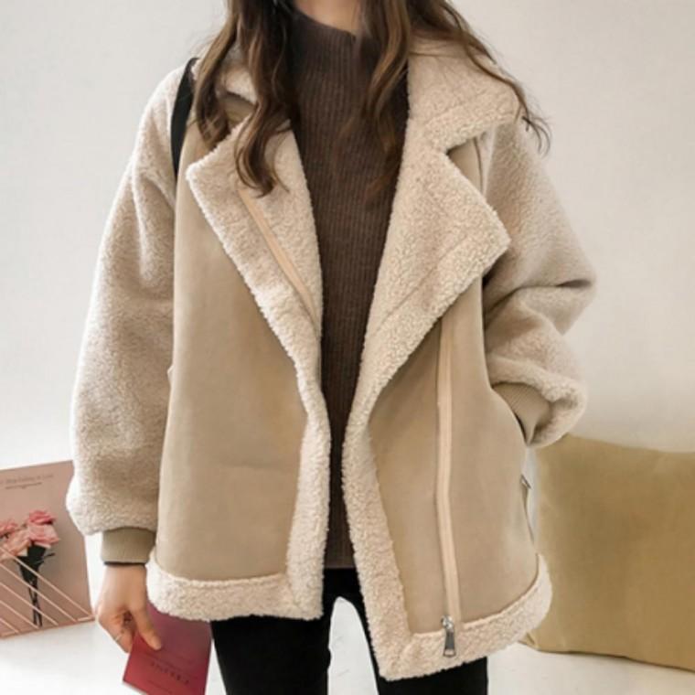 여성 여자 겨울 양털 배색 퍼 리버시블 무스탕 자켓 점퍼 아우터 2color