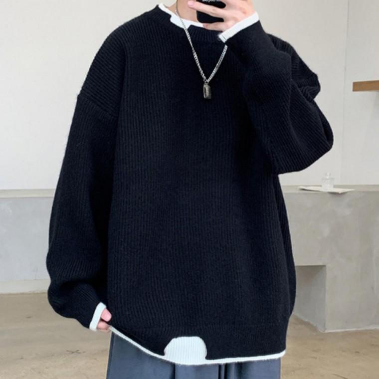 남자 남성 도톰한 가을 겨울 레이어드 긴팔 니트 티 셔츠 2color