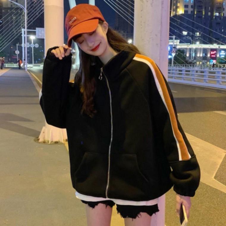 여성 여자 가을 겨울 기모 안감 루즈핏 배색 점퍼 자켓 아우터 2color