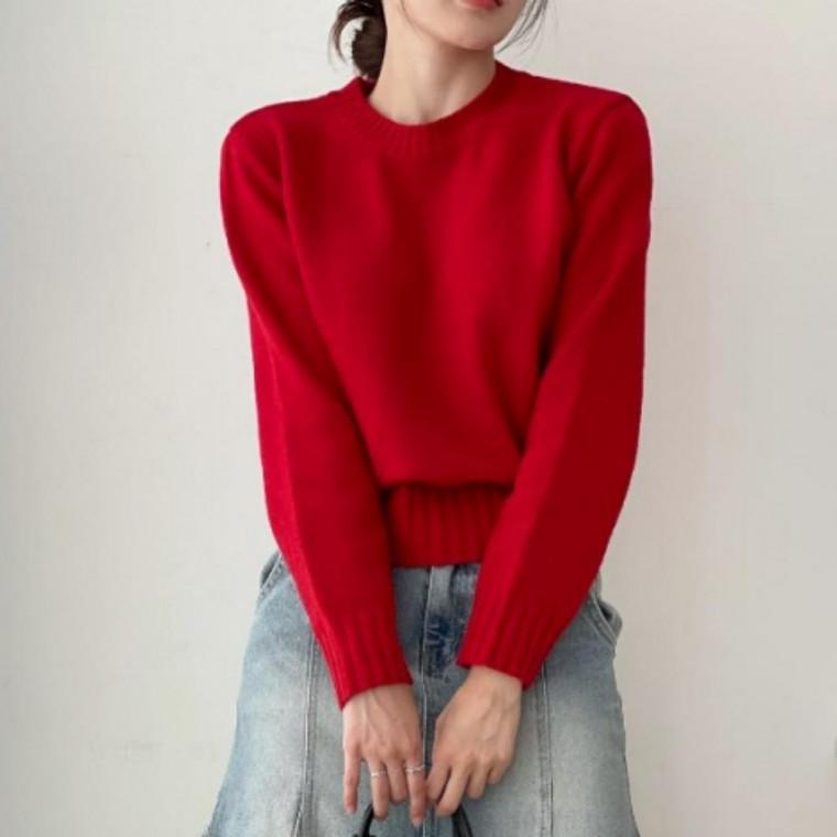 여성 여자 데일리 가을 겨울 라운드넥 긴팔 니트 이너 티 셔츠 5color