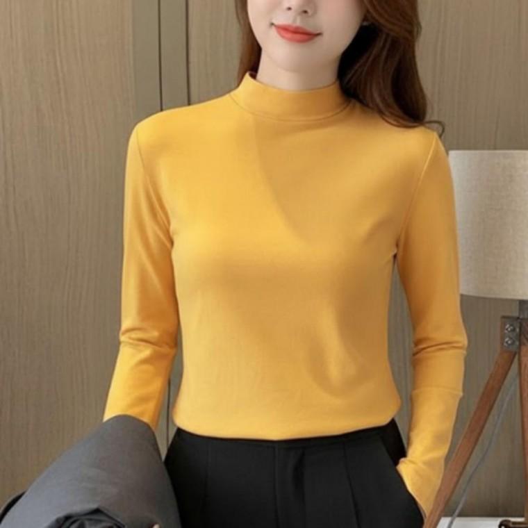 여성 여자 겨울 기모 안감 데일리 반목폴라 반목티 긴팔 이너 티 셔츠 6color