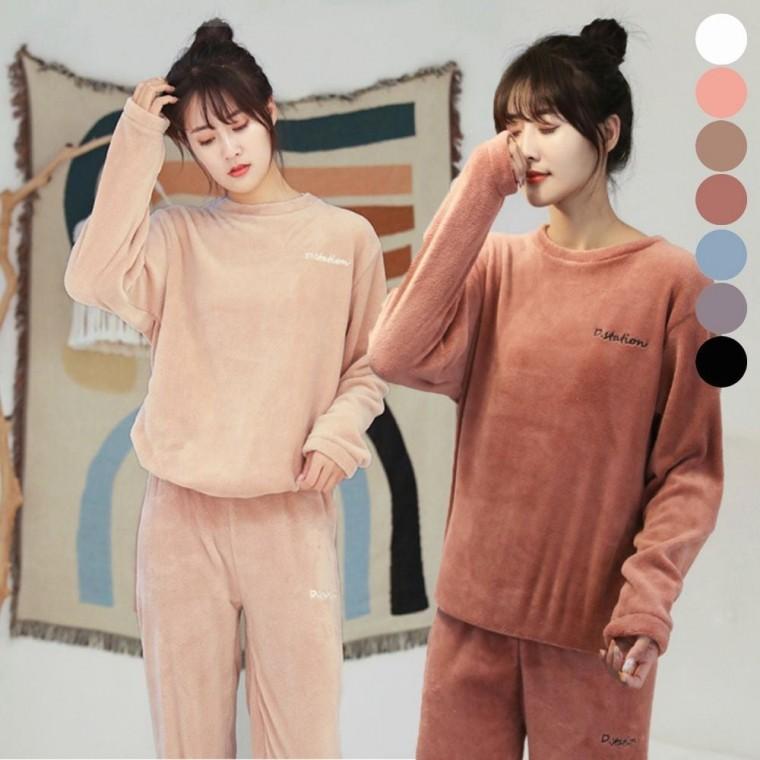 수면잠옷 겨울 편한 극세사 여자 포근한 파자마