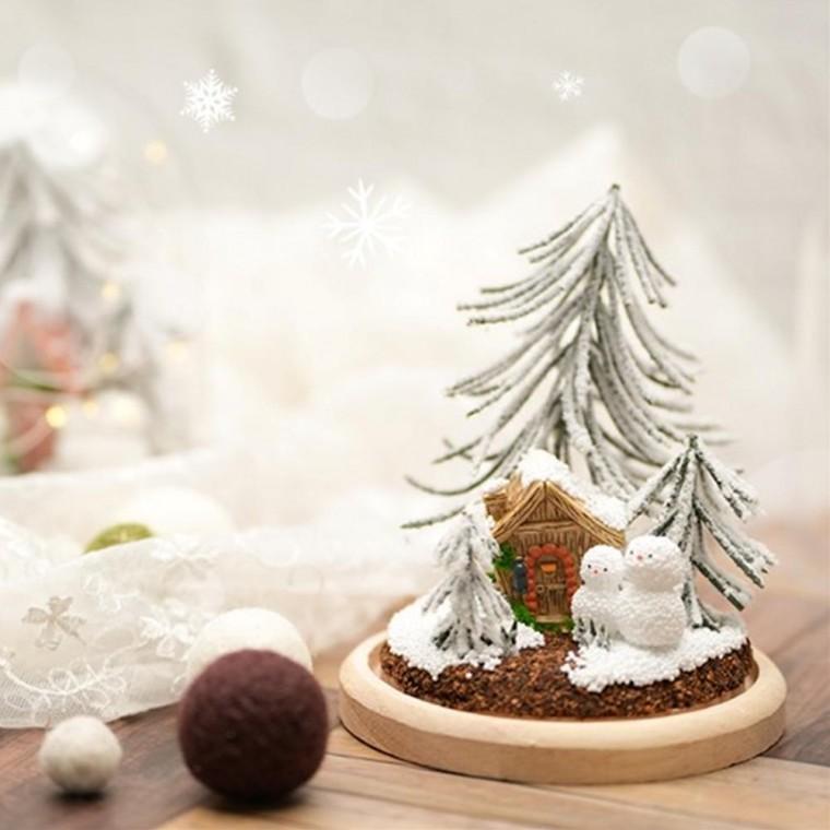 겨울 숲 오두막 아크릴 돔 만들기 솔나무 눈사람 테마 1인 계절 미술 키트