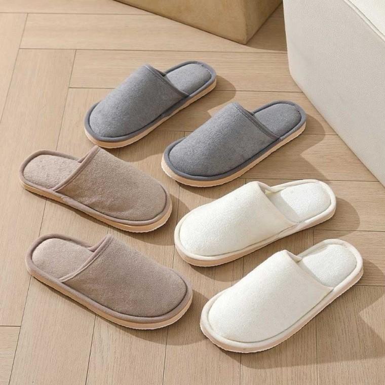 홈 슬리퍼 앞막힌 포근 패브릭 겨울 거실 실내 용