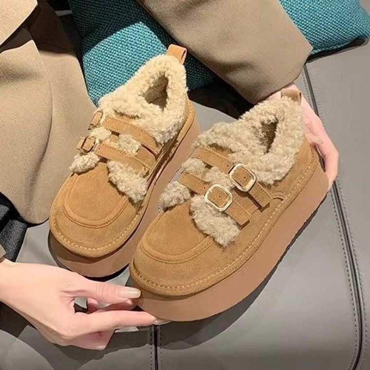 신발 더블 버클 로퍼 모카신 방한 슈즈 털 안감 겨울