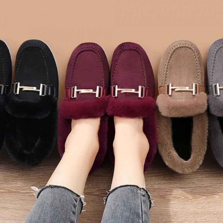 코디 퍼 안감 따뜻한 방한 로퍼 단화 엄마 겨울 신발