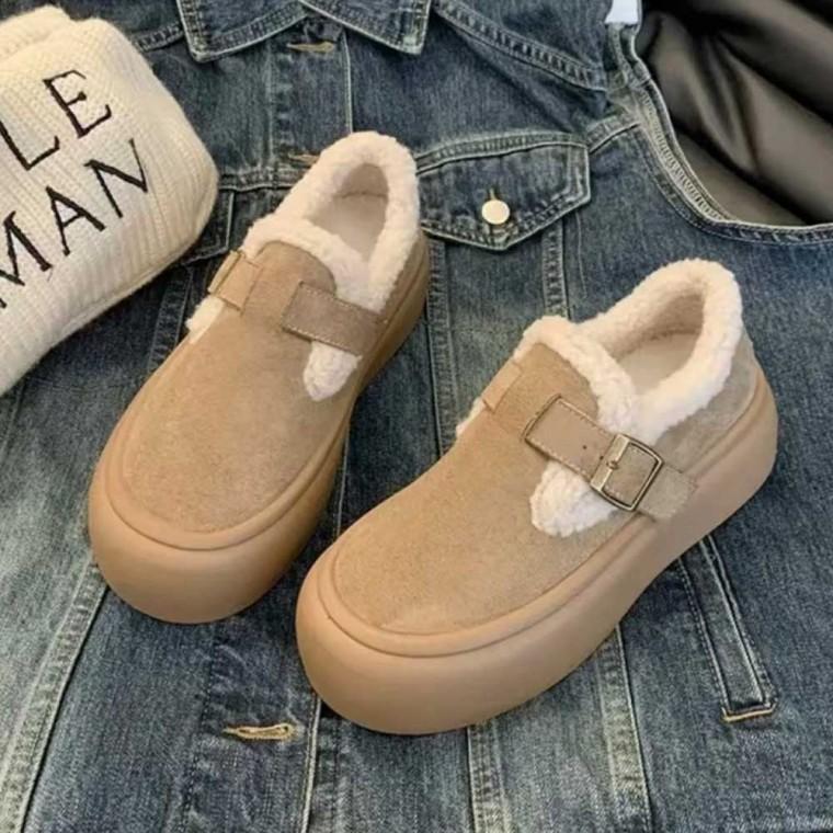 털 안감 퍼 슈즈 버클 로퍼 방한화 겨울 여행 캠핑