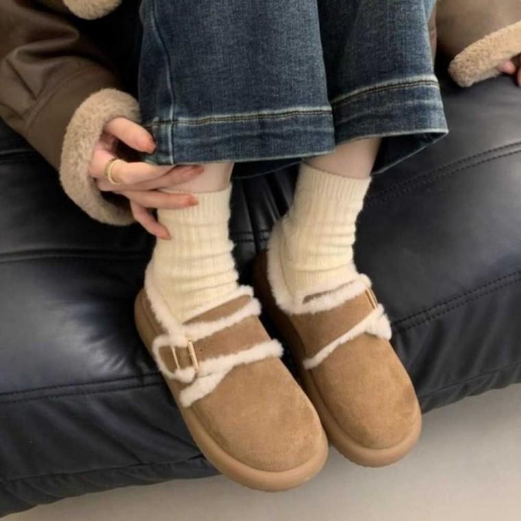 안감 모카 신 버클 로퍼 방한 슈즈 코디 여자 겨울 털