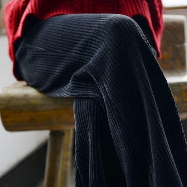 겨울 따뜻한 밴딩 팬츠 여자 와이드 골지 기모 안감