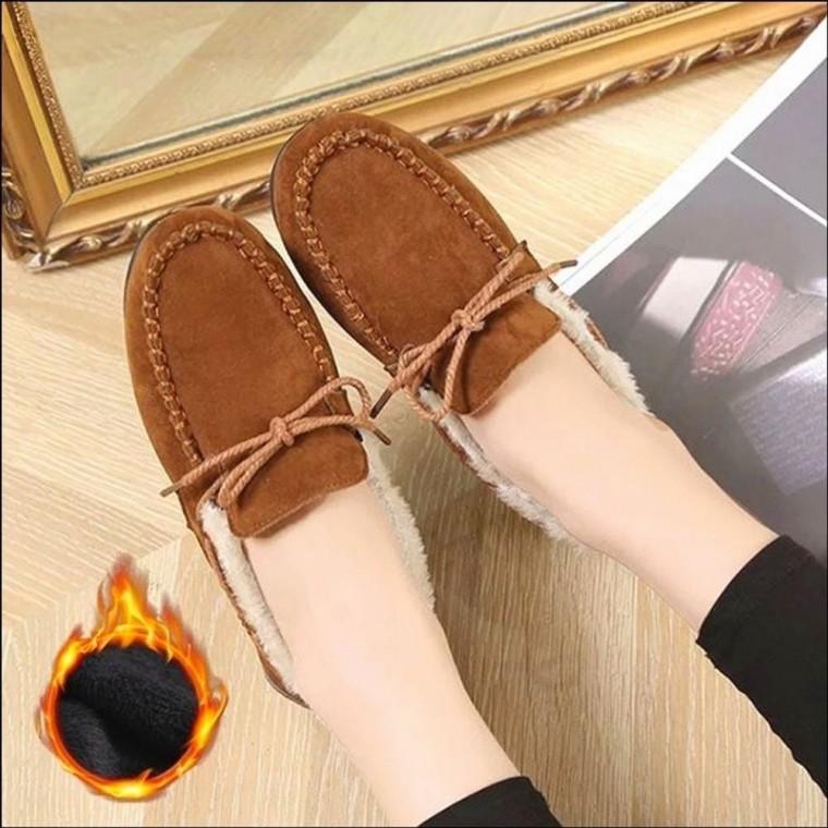 3컬러 로퍼 스웨이드 모카신 기모단화 털안감 방한 여자 겨울