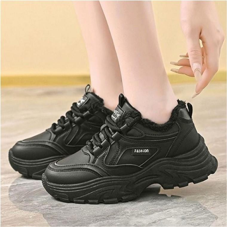 여자 키높이 어글리슈즈 통굽 스니커즈 2컬러 겨울 기모운동화