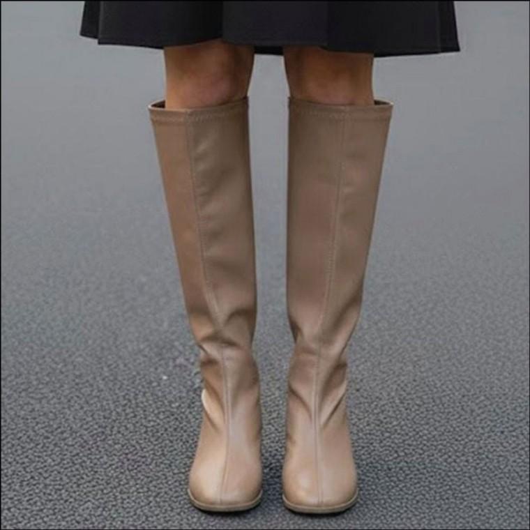 펌프스굽 겨울 여자 스판 롱부츠 슬림핏 니하이부츠 기모 3컬러