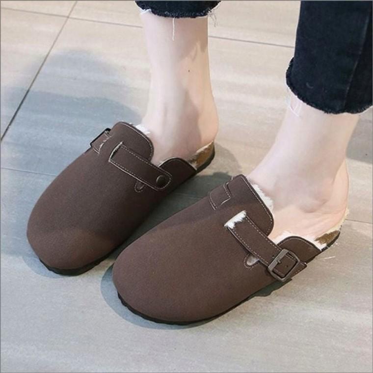 겨울 보스턴 슬리퍼 여자 스웨이드 4컬러 안감 뮬 털 퍼