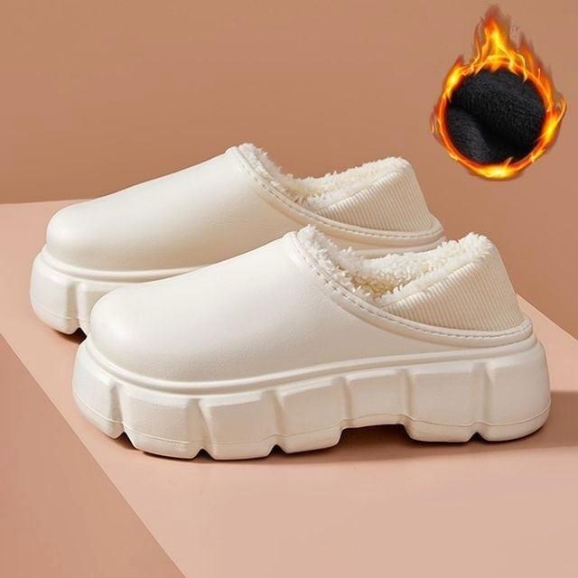 2컬러 키높이 기모 방한 여자 통굽 슬리퍼 실내화 겨울