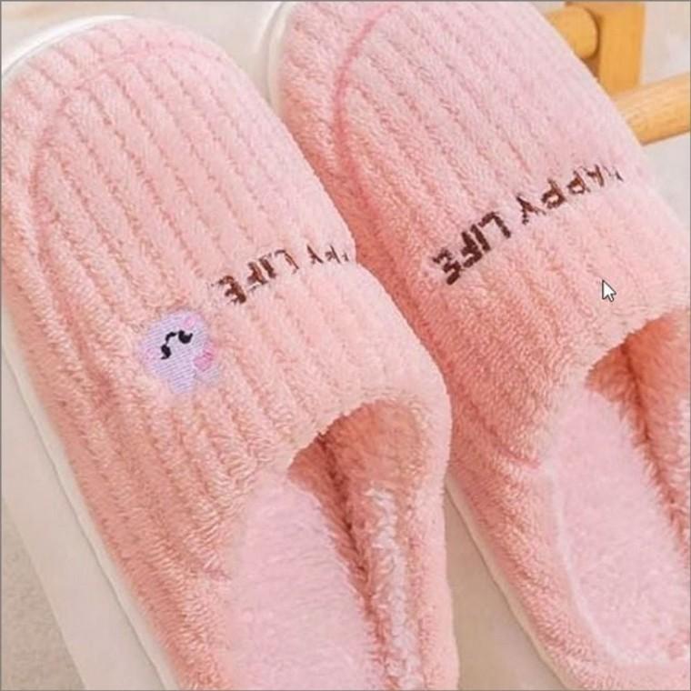 포근한 벨벳촉감 겨울 슬리퍼 여자 거실화 극세사 털 골지