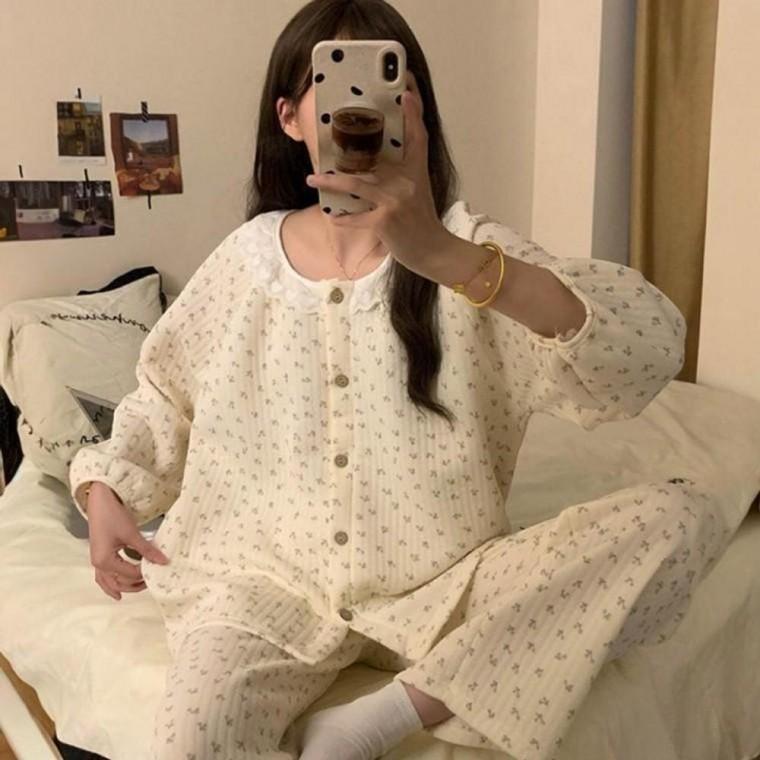 여성 겨울 누빔 상하 세트 잠옷 파자마 홈웨어 실내복 여성 파자마세트 잠옷 누빔