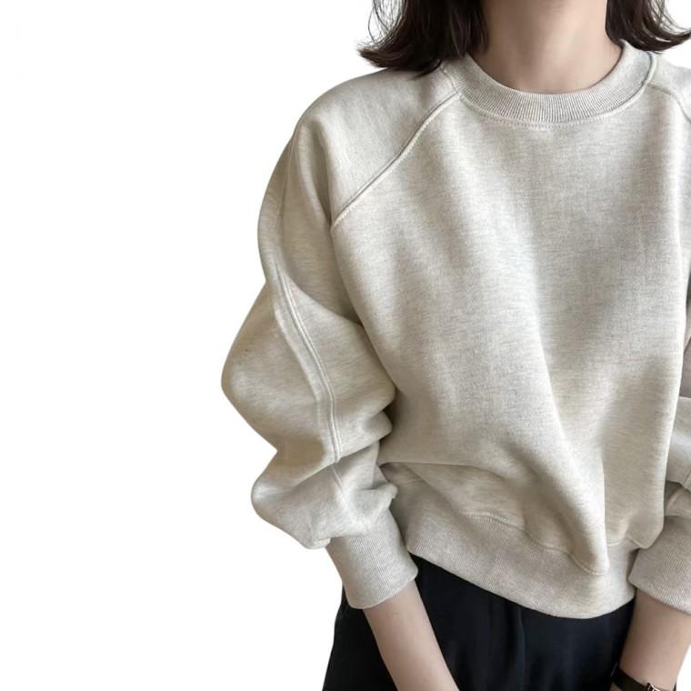 여성 맨투맨 기모 긴팔티 양털 후리스 안감 루즈핏 겨울 스웨트셔츠 CLBR1117