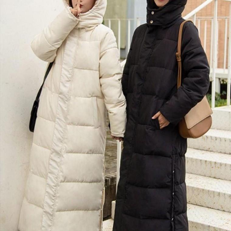 클래식 모던 롱슬릿 패딩 점퍼 겨울 여성아우터 롱패딩점퍼 한파대비
