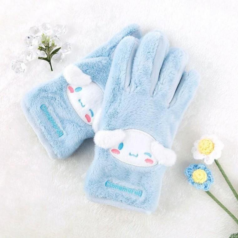시나모롤 포근 퍼 오지 장갑 니트 어린이 손가락 장갑 유아 아동 스키 겨울 털