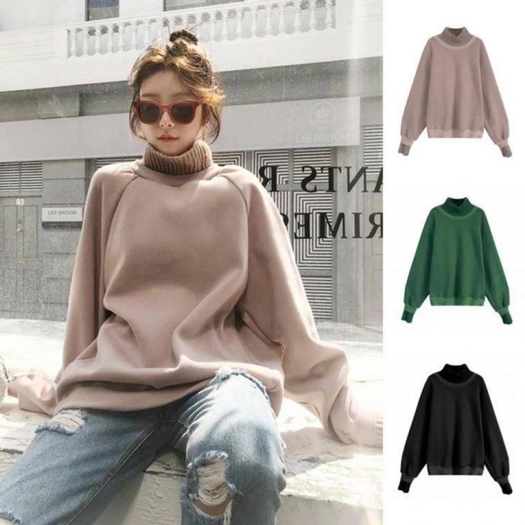 여성 목폴라 폴라티 목티 티셔츠 니트 터틀넥 겨울 의류 여성 니트 폴라 후리스 뽀글이 티 긴팔티 가을