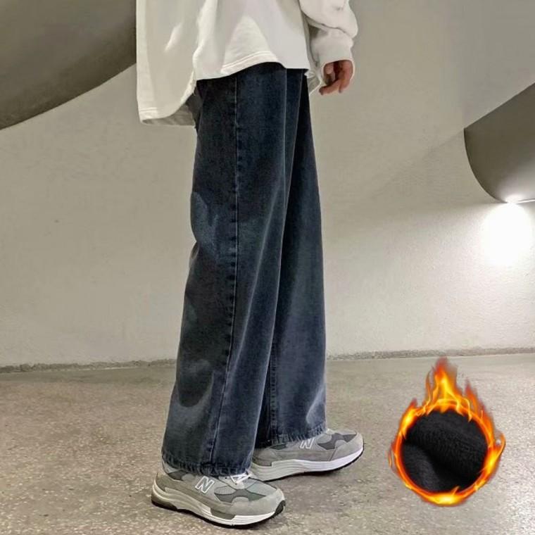 와이드 남자 스트레이트핏 데님 청바지 기모 겨울용