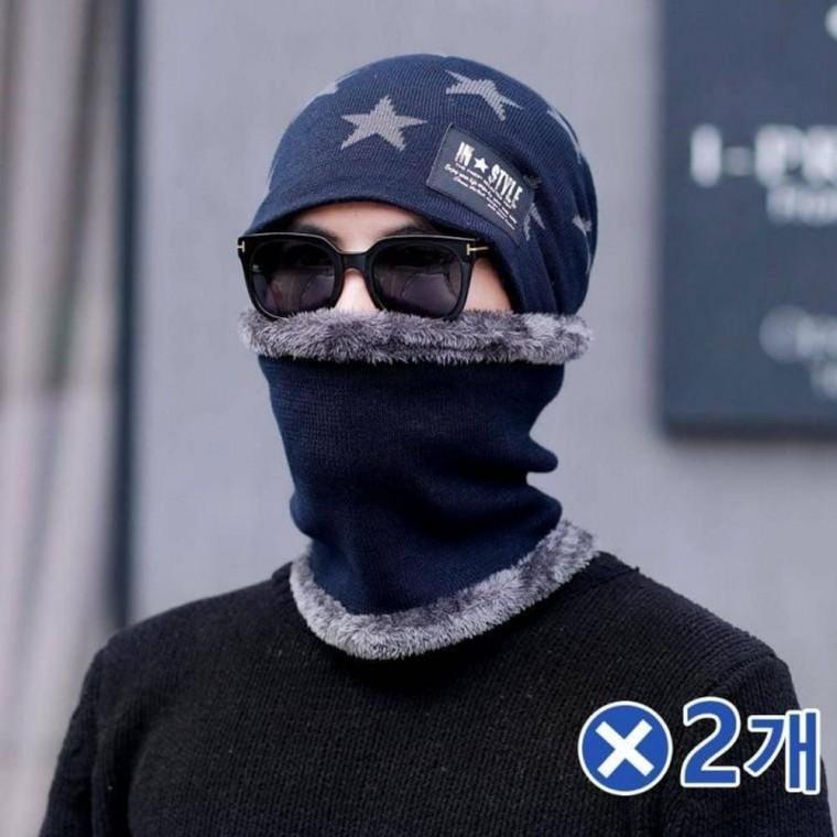 비니모자 넥워머 목도리 스터닝 네이비x2개 방한용품 목토시 겨울 목도리 넥워머 용품 방한