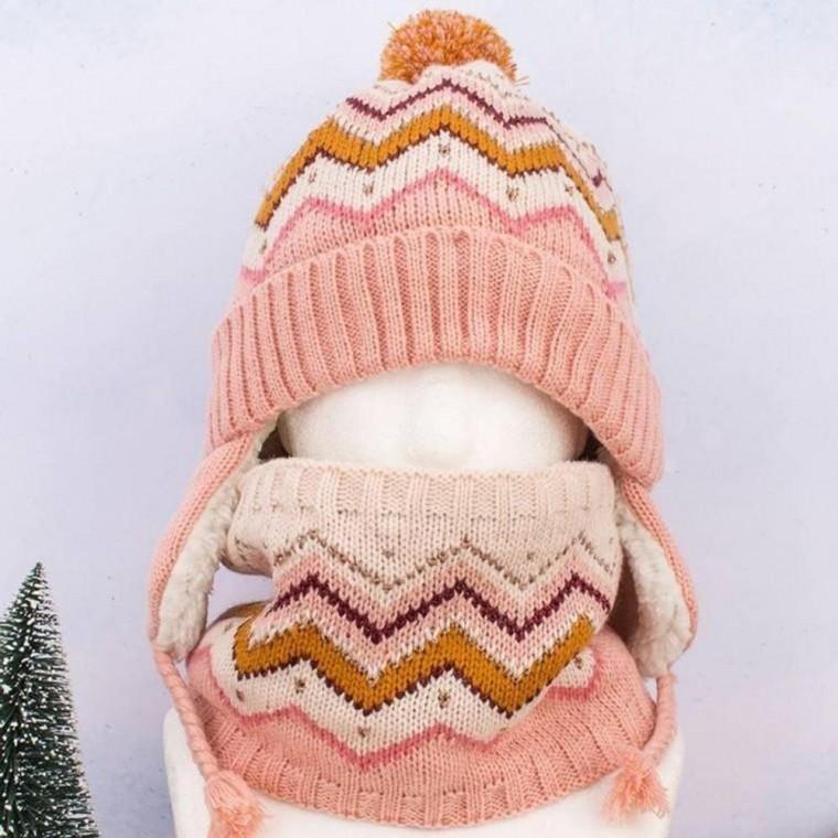 어린이 레이브 모자 W 0592 목도리 방한세트 목도리세트 겨울 방한센트 귀마개 넥워머 털 어린이