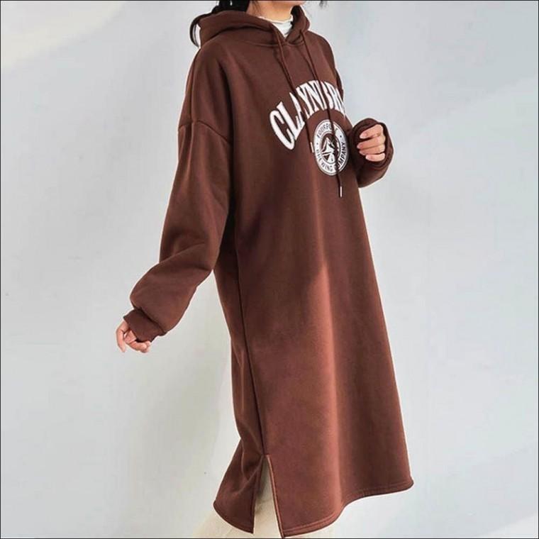 데일리 꾸안꾸 겨울 롱 기모안감 여자 후드원피스