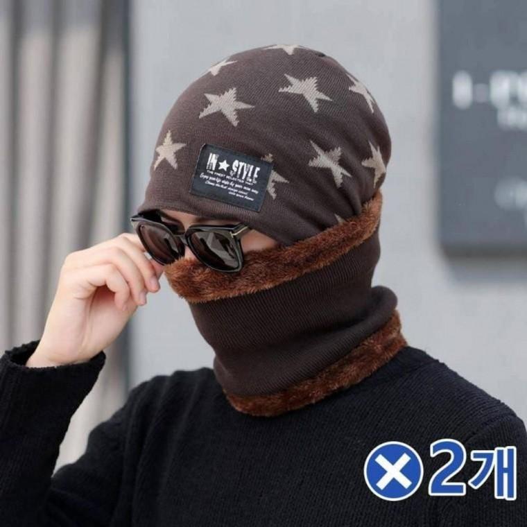 비니모자 스터닝 방한용품 넥워머 목도리 브라운x2개 겨울 용품 목도리 방한 목토시 넥워머