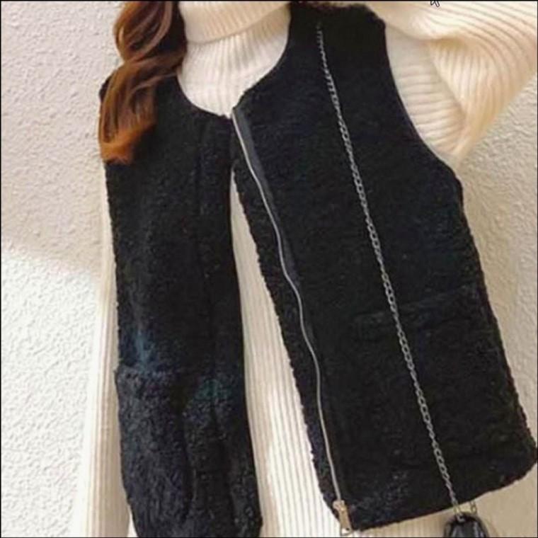 레이어드 여자 인조양털 조끼 뽀글이 겨울 이너쪼끼 사무실