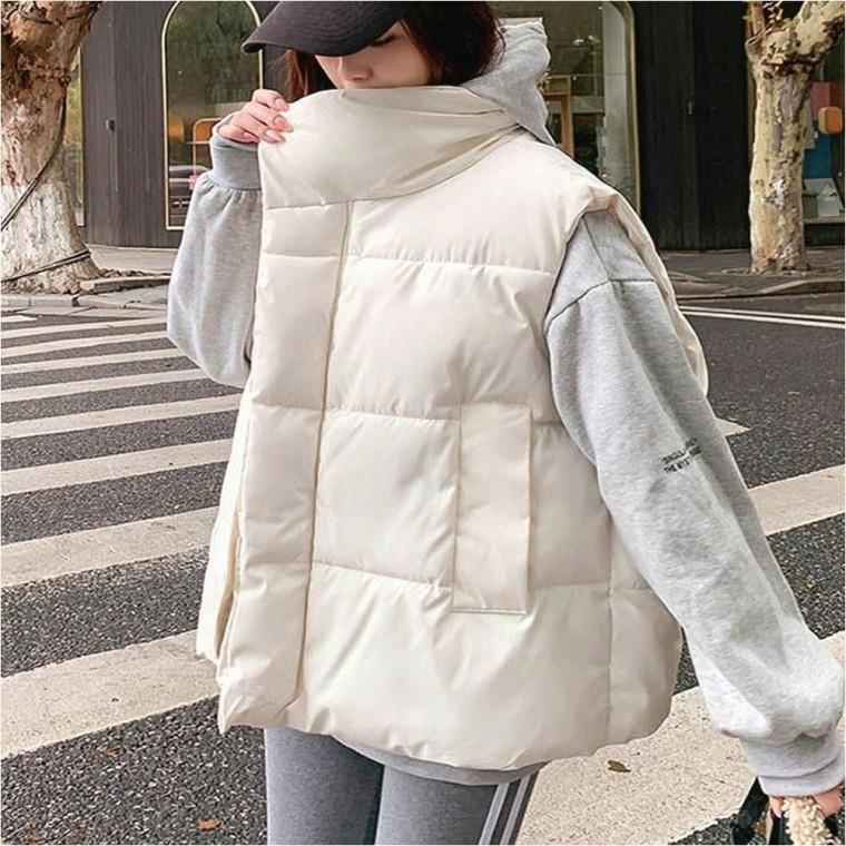 여자 웰론 보온 겨울 패딩조끼 오버핏 레이어드 조끼