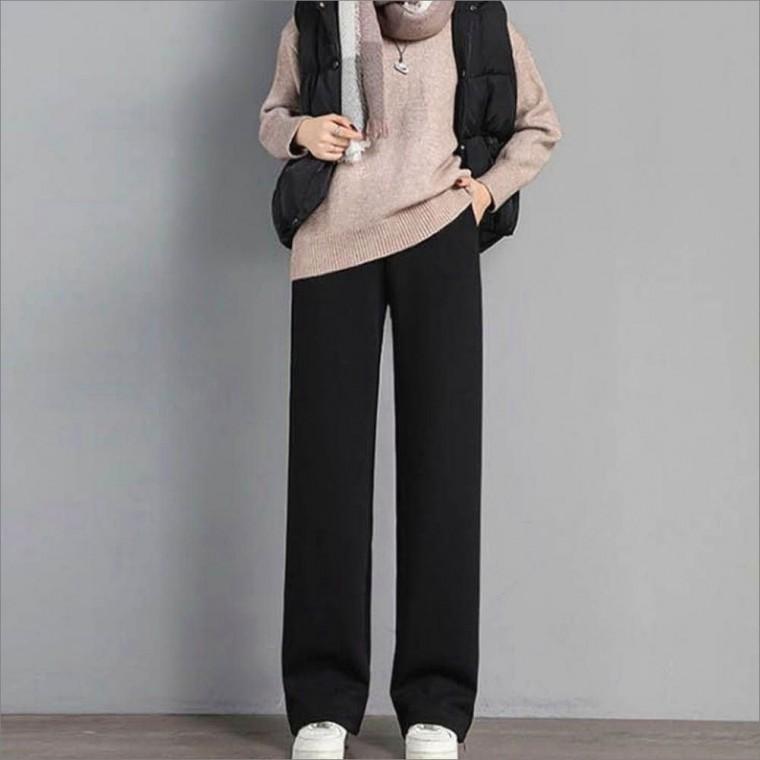 겨울 기모바지 밍크 여자 털팬츠 퍼 와이드팬츠 데일리