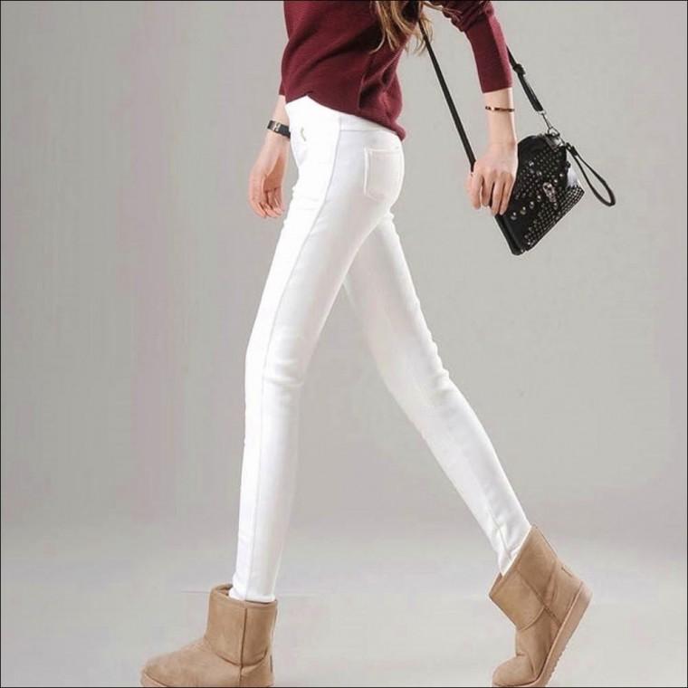 안감 슬림핏 기모바지 겨울팬츠 여자 융털 스키니