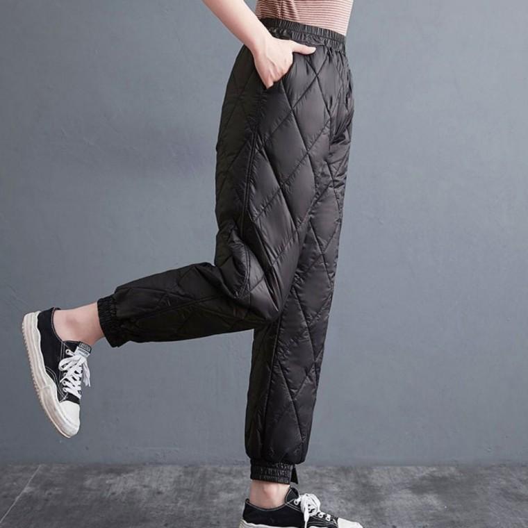 누빔 다이아 방한 팬츠 겨울 여자 패딩바지 방풍