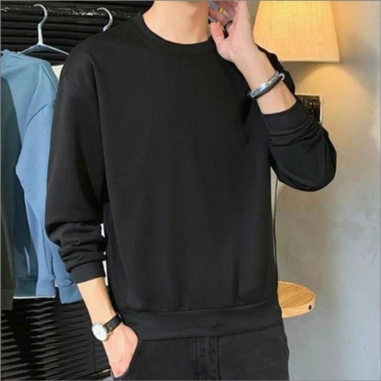 겨울 무지 융털안감 티셔츠 따뜻한 남자 기모맨투맨 라운드넥