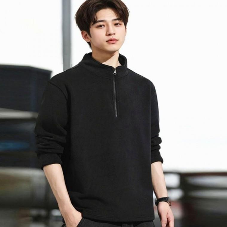플리스 티셔츠 겨울 반집업 긴팔 상의 남자 데일리