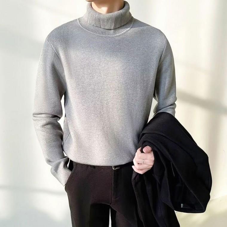 겨울 깔끔한 니트 베이직 터틀넥 폴라티 남자 무지