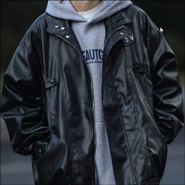 초겨울 집업 점퍼 라이더 남자 아우터 간절기 광택감 레자자켓