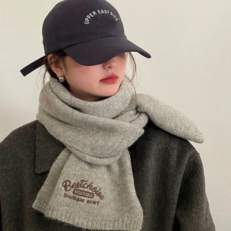 머플러 목도리 여자 깔끔 겨울 레터링 넥워머 포근한